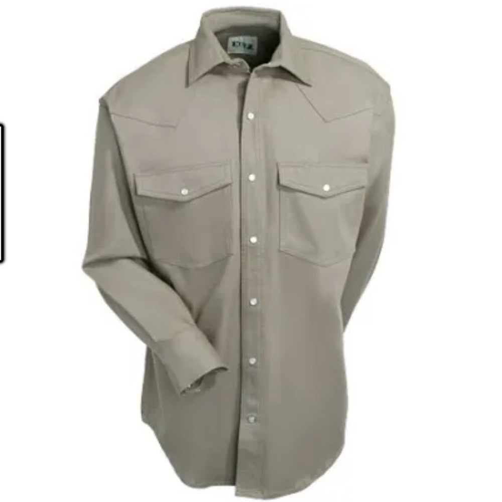 NEW KEY 519.24 MEN'S KHAKI WESTERN LONG SLEEVE WELDER'S SHIRT Size: XL